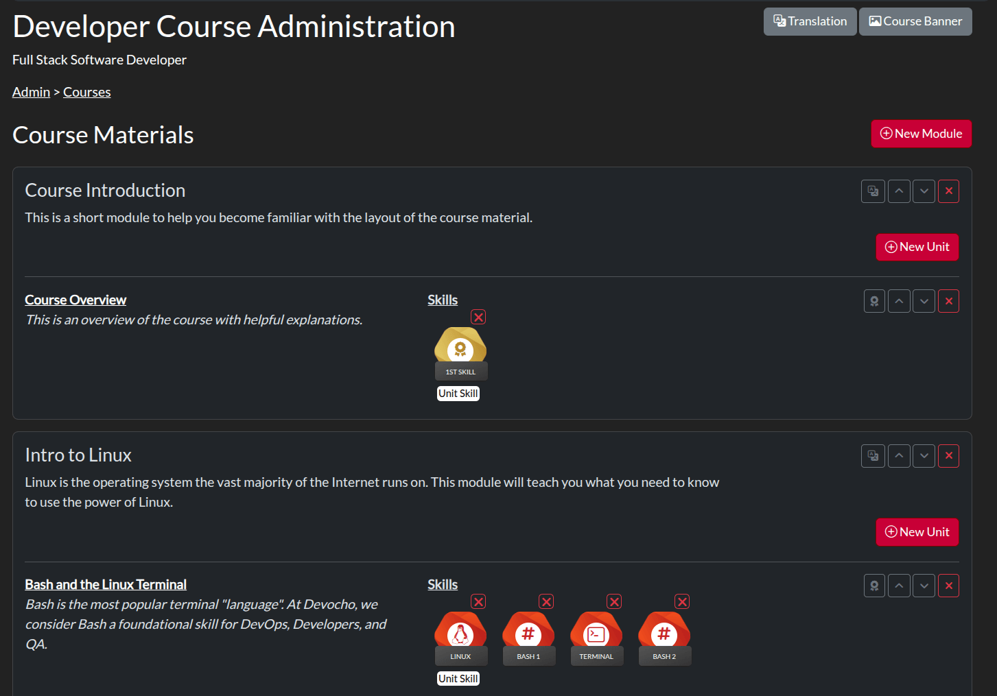 Course Content Administration