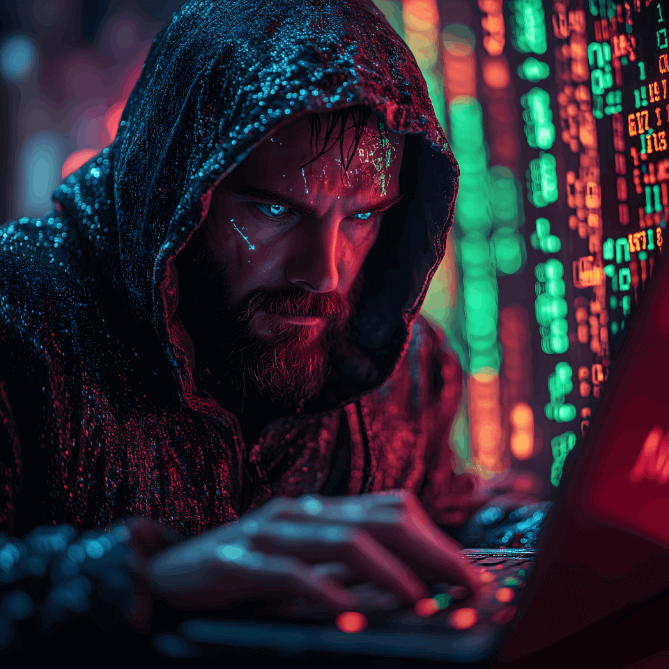 Image of a computer hacker with a futuristic vibe