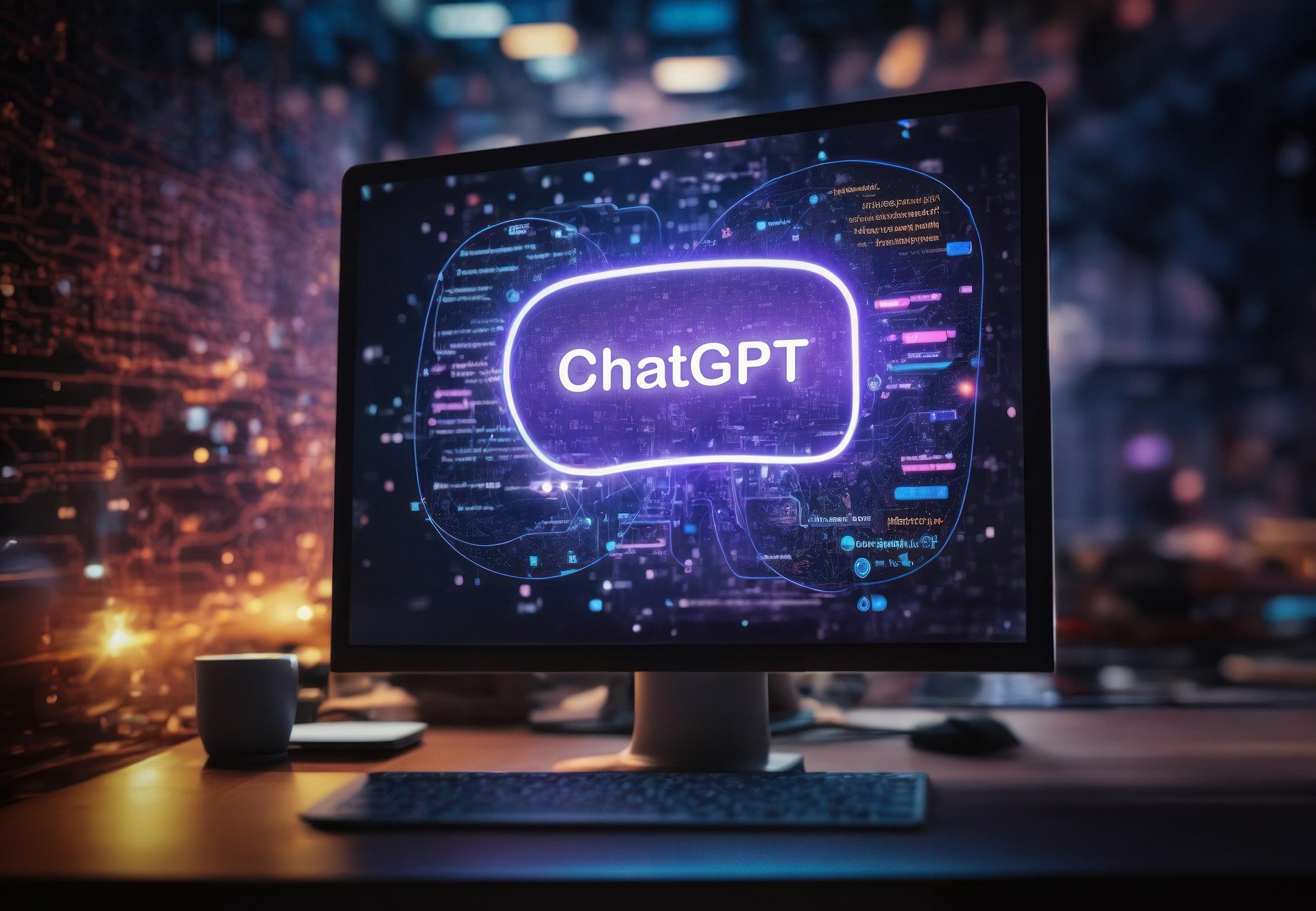 A picture of a computer monitor with the phrase chat gpt on it.