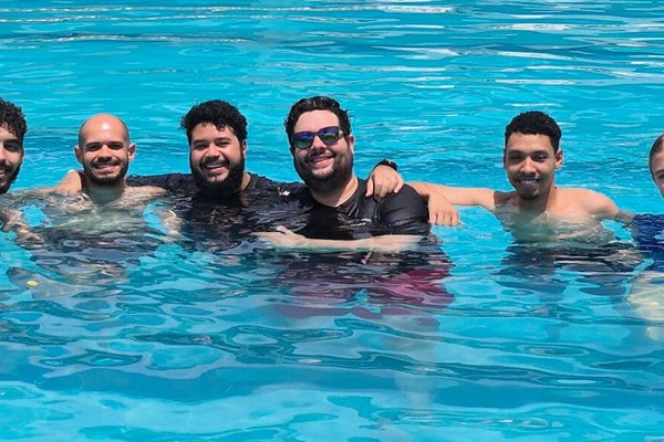 DevOcho Software Team in the pool
